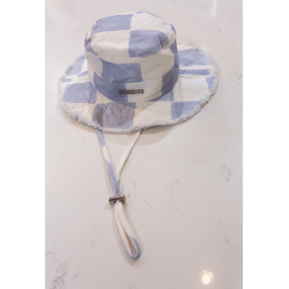 ❌SOLD❌ Jacquemus Le Bob Artichaut Blue And White Checked Linen Hat